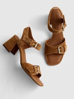 NIB! MADEWELL Women’s Neeka Ankle-Strap Heeled Sandal Dried Acorn Suede Size 10